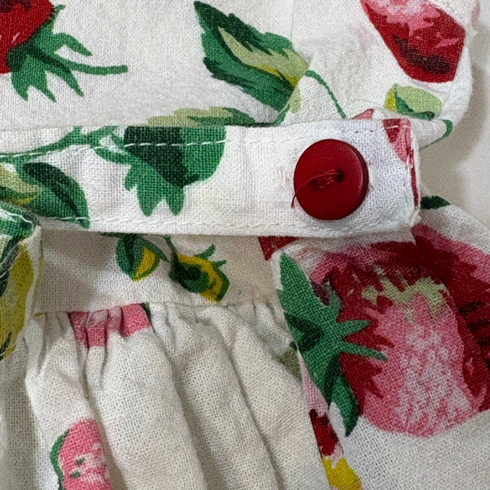 April Cornell Strawberry Porch Dress White Girls 3/4 Tie Sleeveless Summer Fruit - Picture 9 of 14